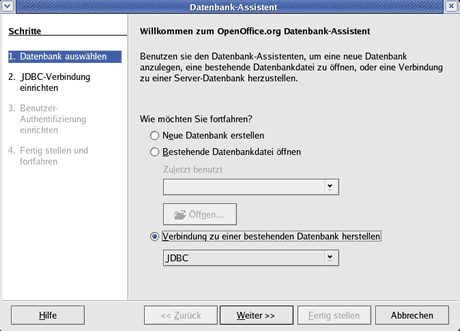 OpenOffice Verbindung zu PostgreSQL